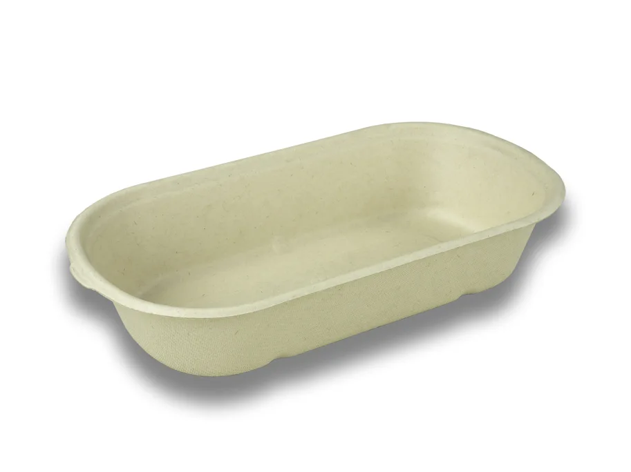 Einweg Menü-Box aus Bagasse, 1-teilig, 23 x 13 x 4.5 cm