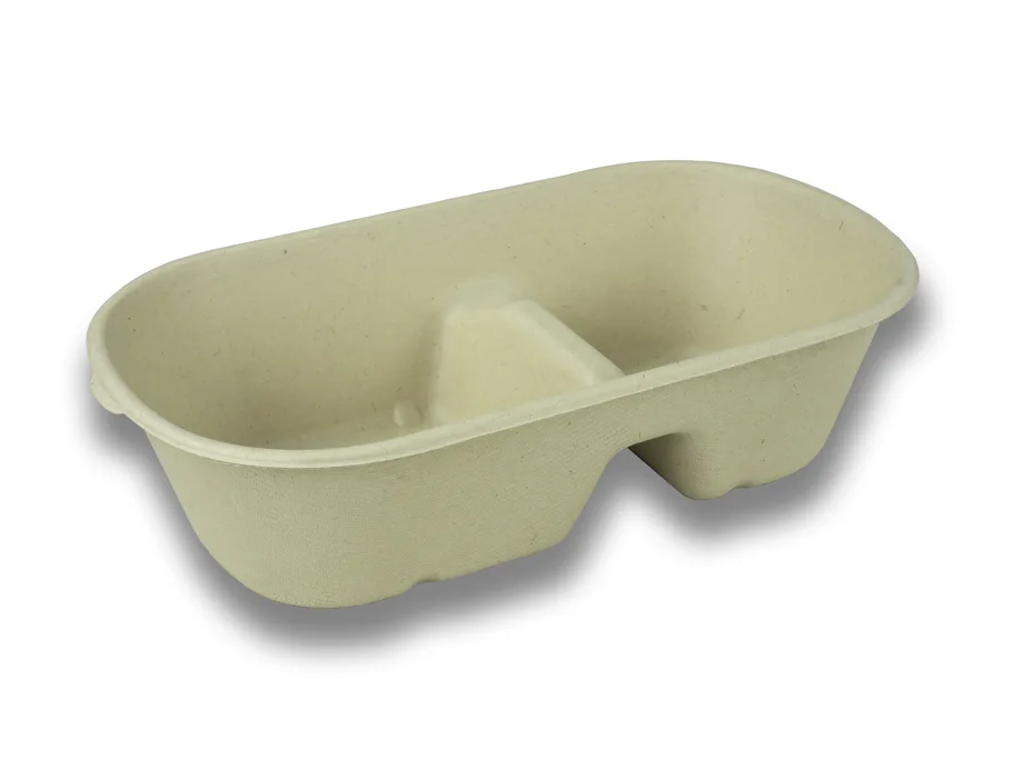 Einweg Menü-Box aus Bagasse, 2-teilig, 23 x 13 x 6 cm