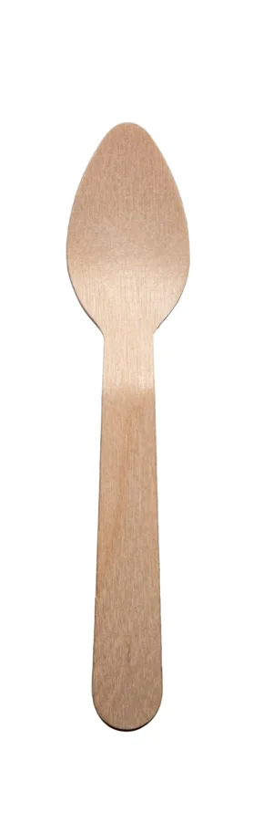 Cuillère à café jetable en bois, brun, 11cm