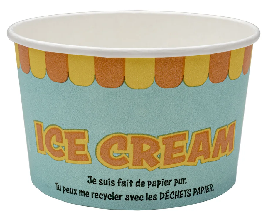 Gobelet à glace jetable en carton, imprimé, 260ml