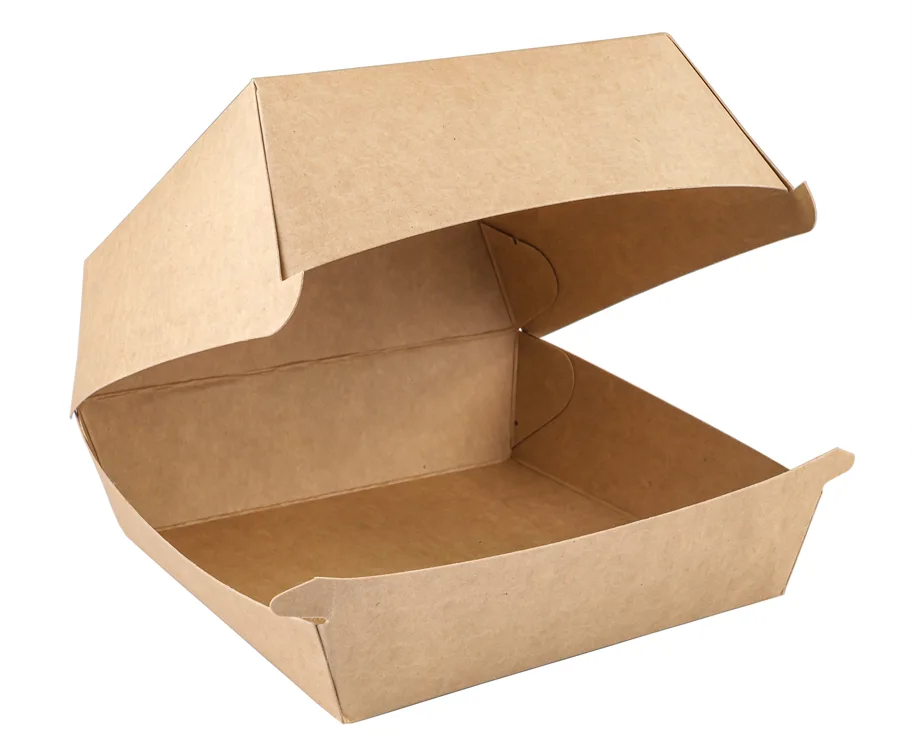 Einweg Hamburger-Box aus Karton, braun, 105 x 102 x 85 mm